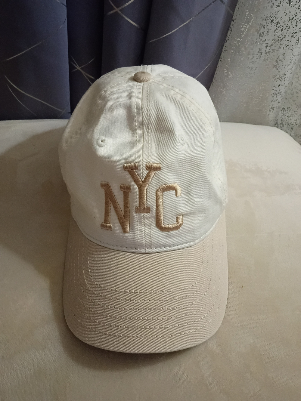 Mighty Fine NYC Embroidered Kids Cap - Cream and Tan